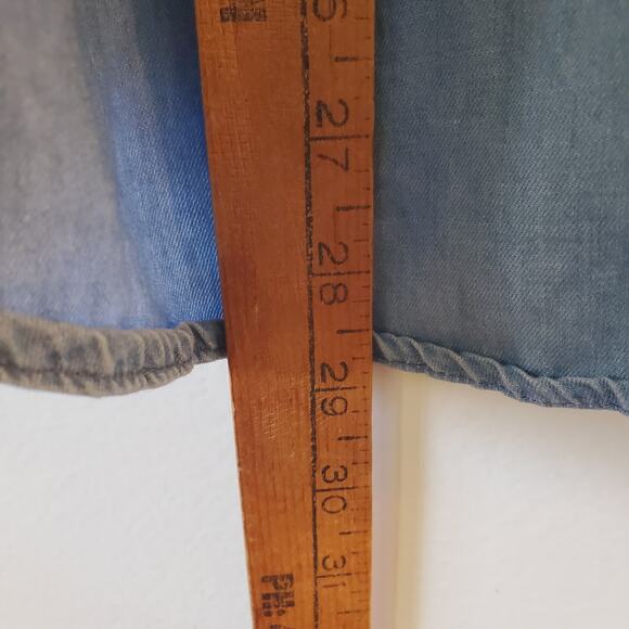 Orvis Womens XL Soft Cotton Blue Pearl Snap Long Sleeve Roll Tab Shirt Blouse - Picture 8 of 8